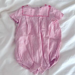 Luli and Me Coral Striped Romper